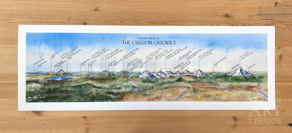 Eastern Faces of the Oregon Cascade Mountains Art Print