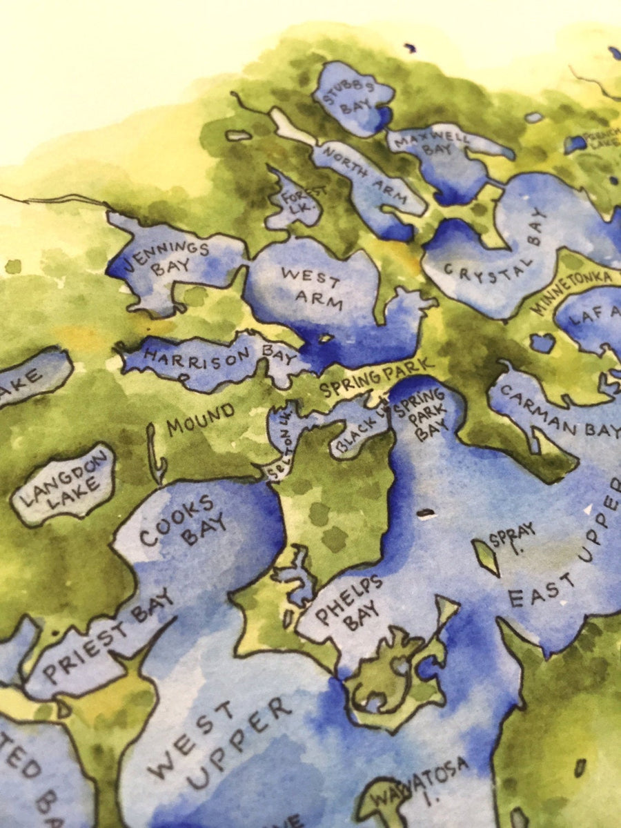 Lake Minnetonka Map Art Print – Elizabeth Person Art