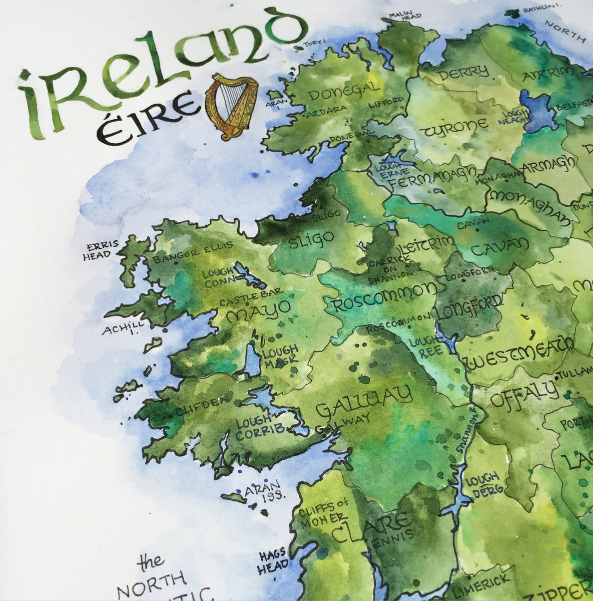 ireland-map-art-print-elizabeth-person-art-design for Free Printable Map Of Ireland With Counties Ireland Map Art Print – Elizabeth Person Art & Design for Free Printable Map Of Ireland With Counties