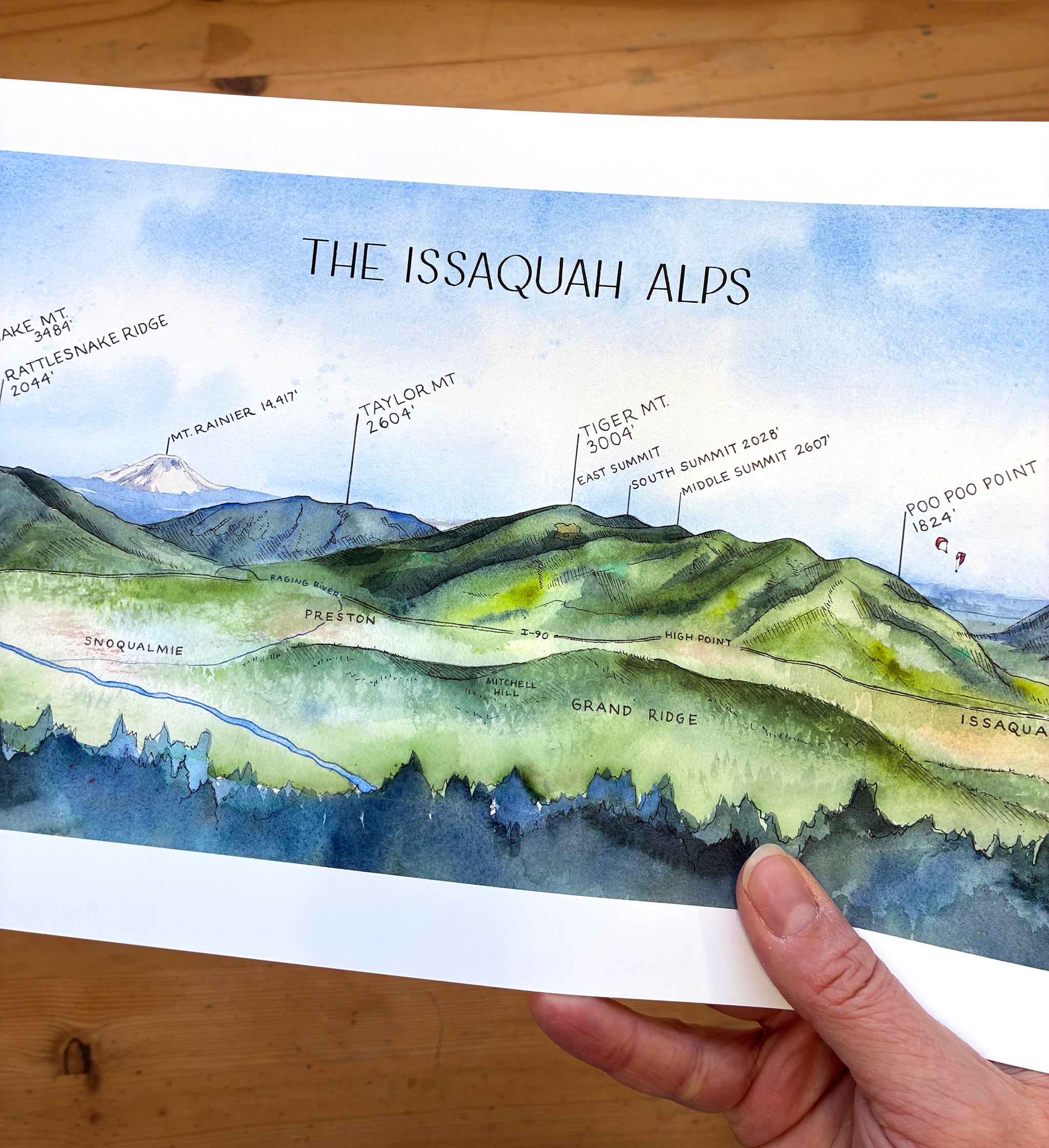 Issaquah Alps Mountain Range Art Print – Elizabeth Person Art