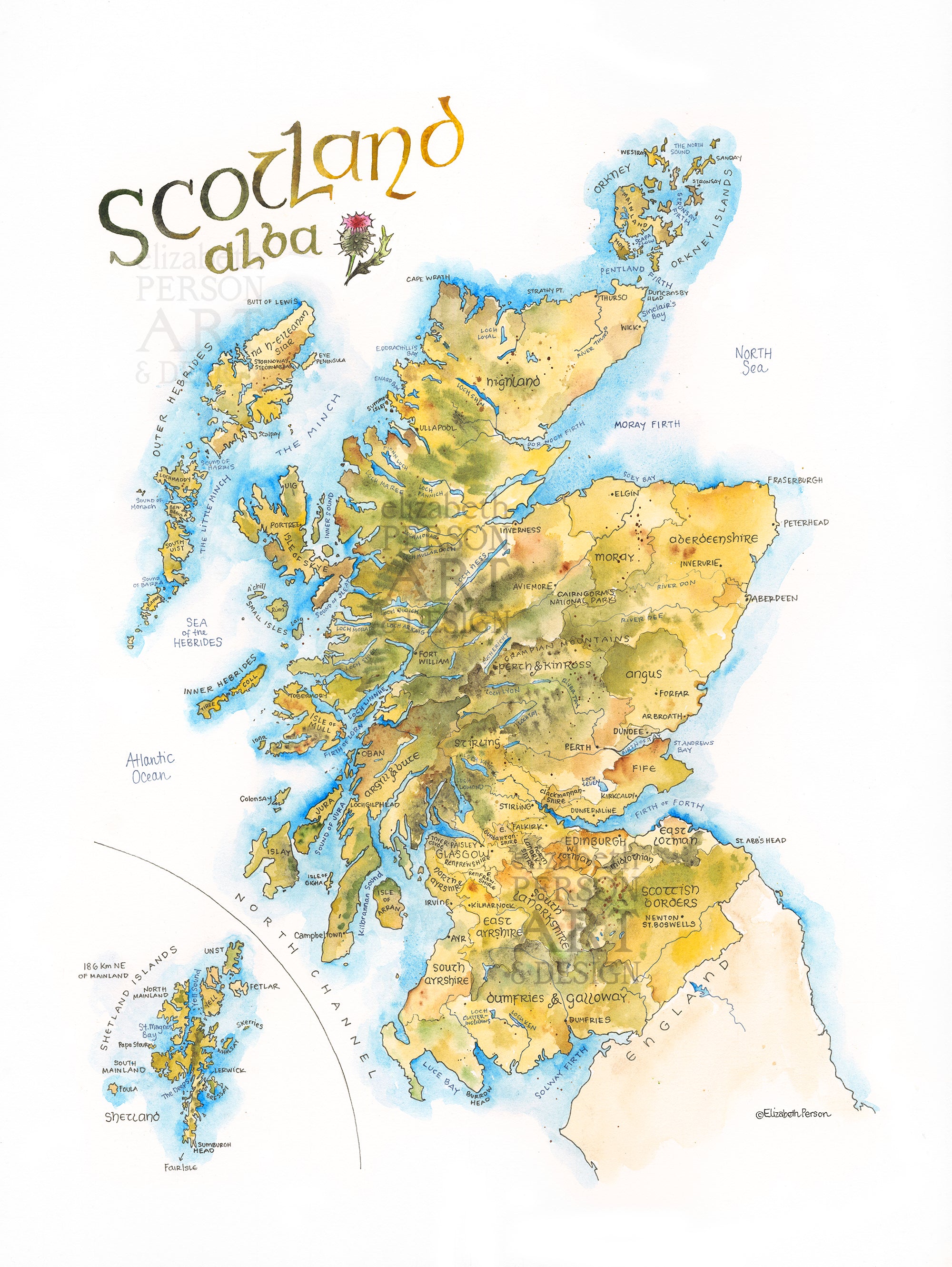 Scotland Map Watercolor β Elizabeth Person Art & Design scotland-map-watercolor-elizabeth-person-art-design