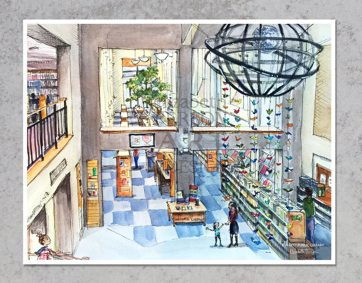 Everett Public Library Interior – Elizabeth Person Art