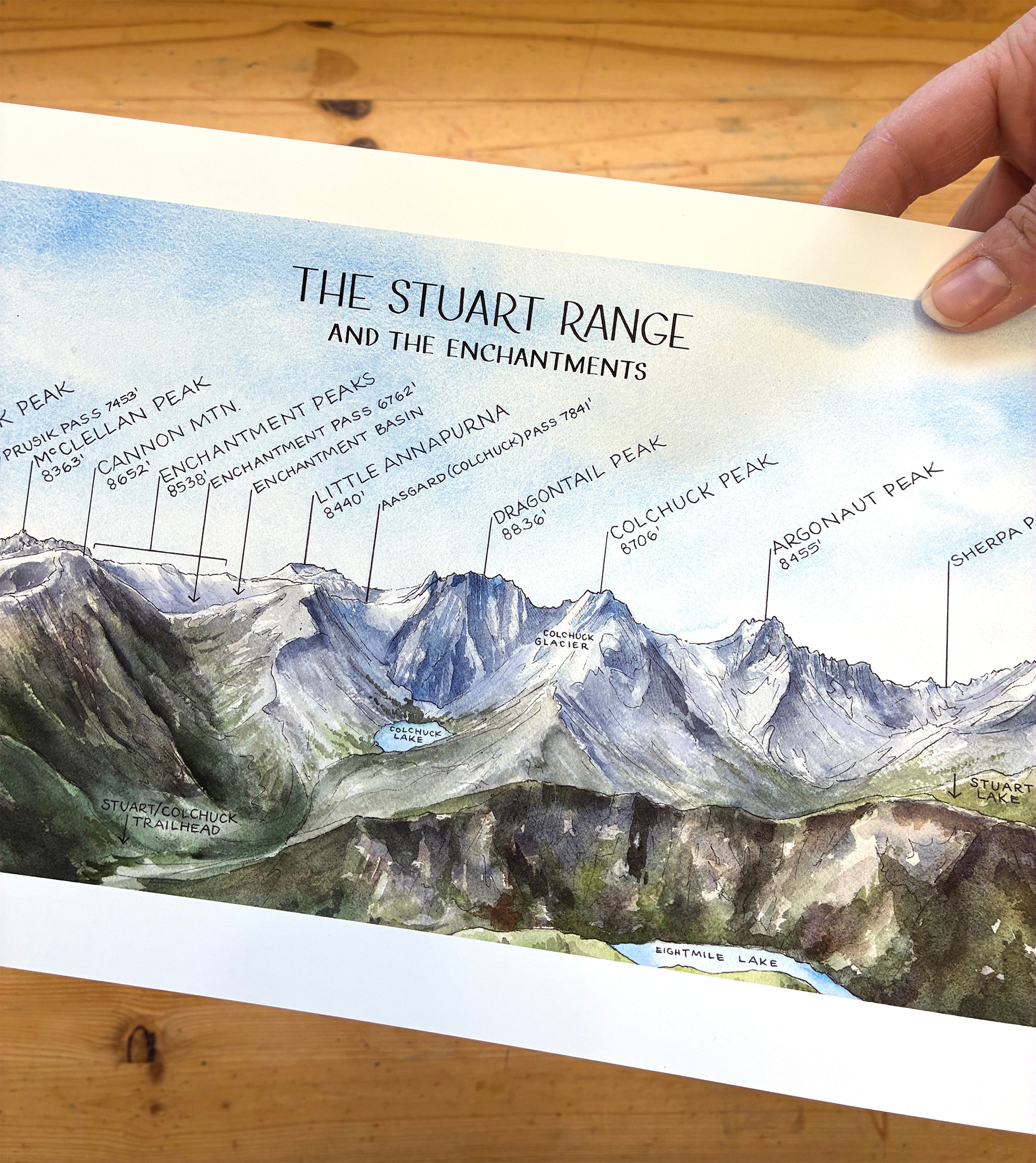 Stuart Range Map The Stuart Range and the Enchantments Mountains Art Print – Elizabeth ...