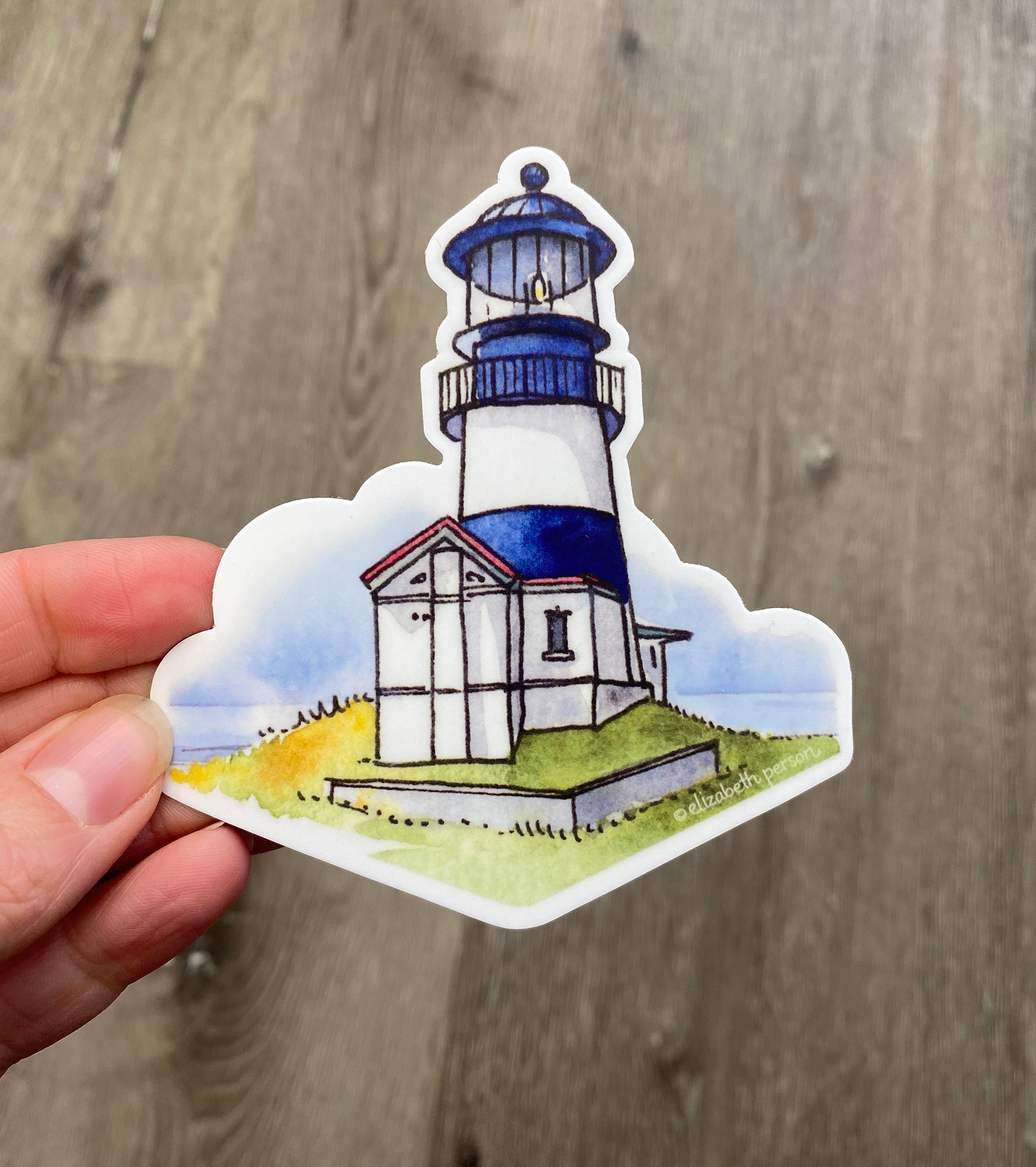 Boon Lighthouse Sticker Blue Lighthouse Vinyl Sticker – Elizabeth Person Art