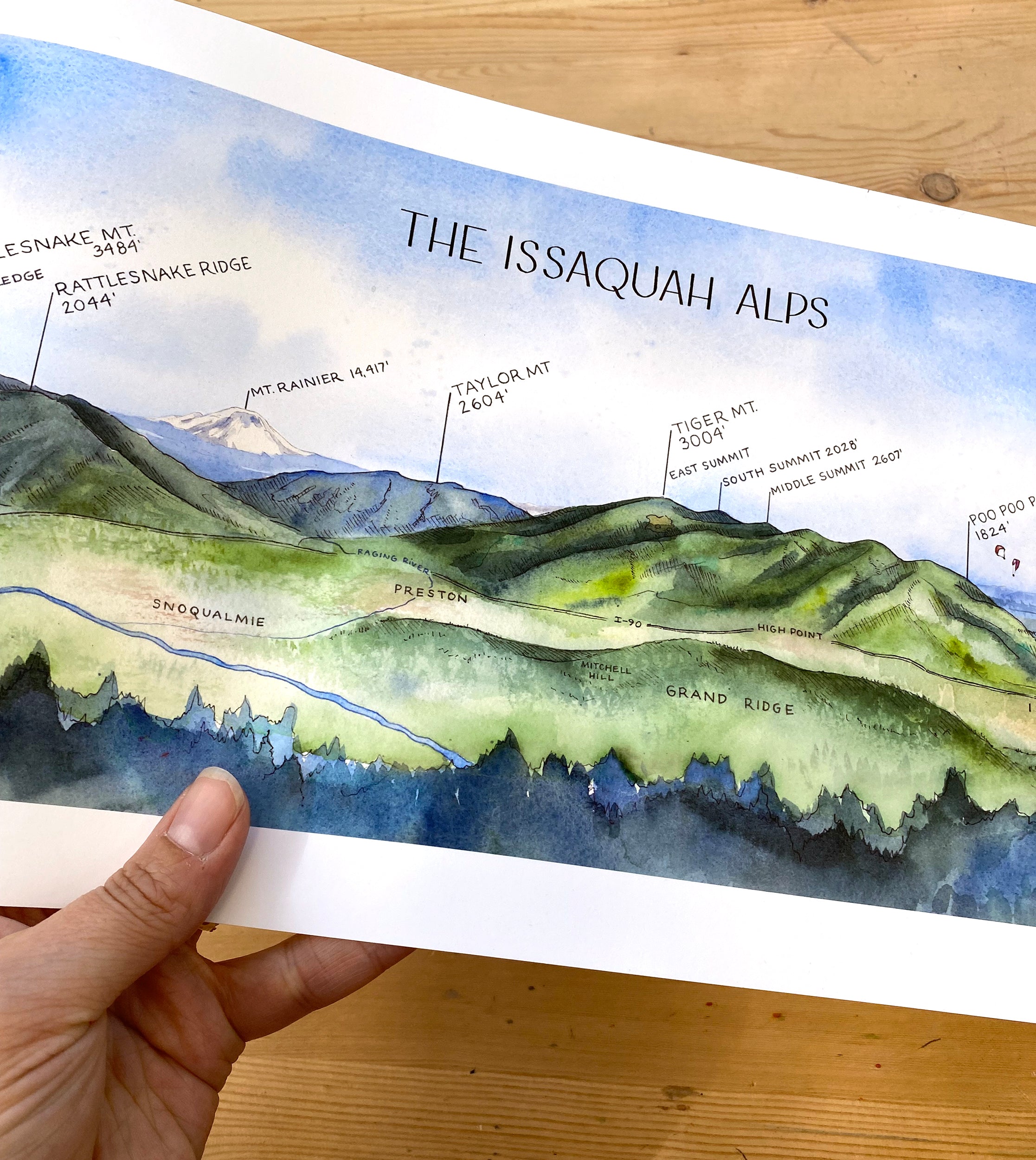 Issaquah Alps Mountain Range Art Print – Elizabeth Person Art & Design