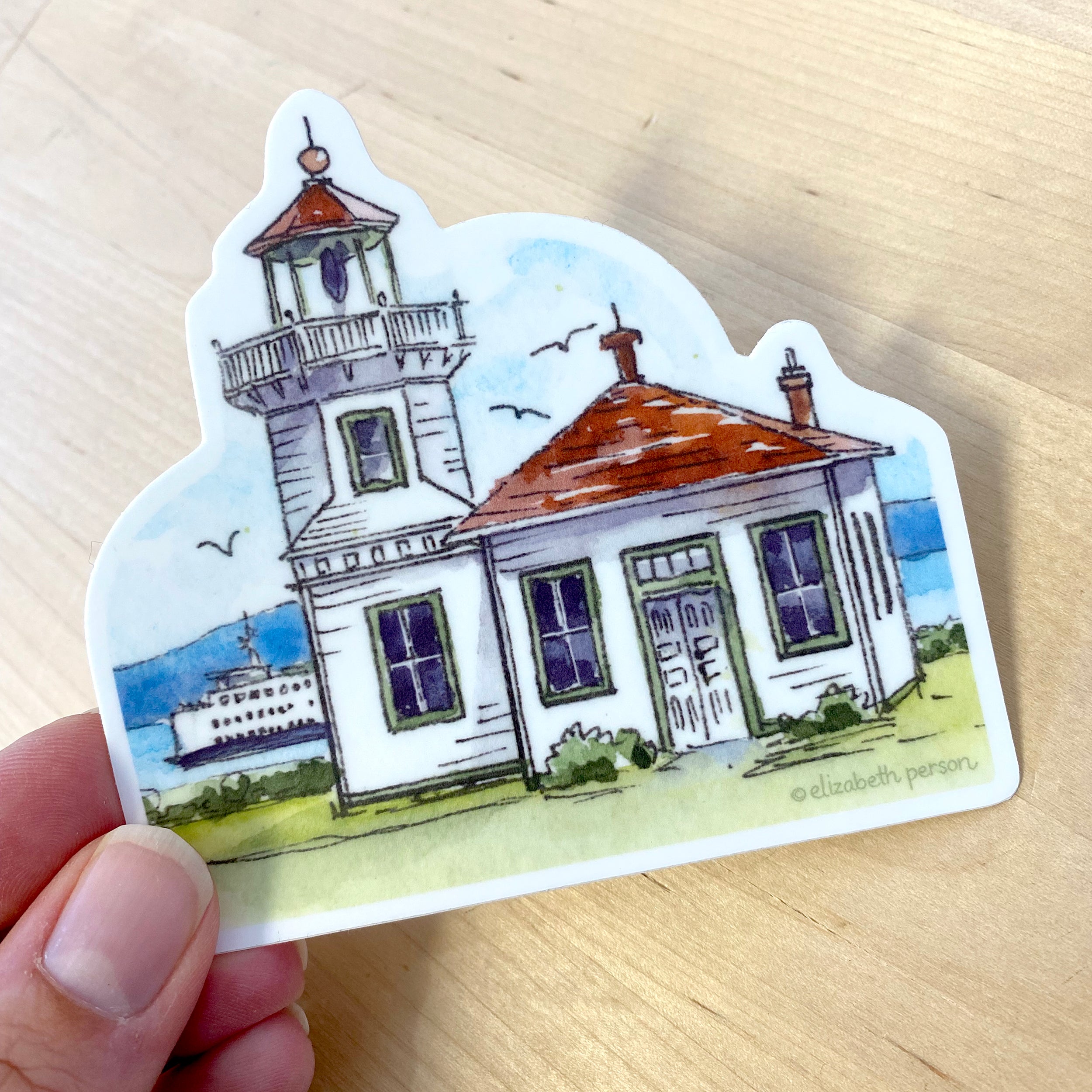 Boon Lighthouse Sticker Mukilteo Lighthouse Sticker – Elizabeth Person Art