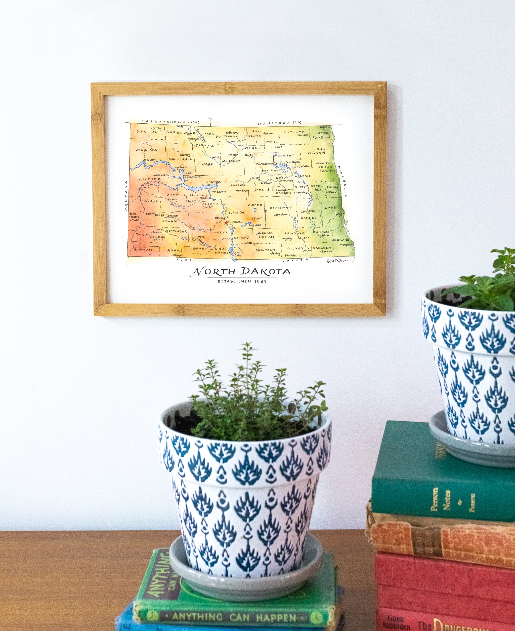 Carte Vintage Du Lac Supérieur (Minnesota/Dakota Du Nord) - Affiche Murale Art Déco