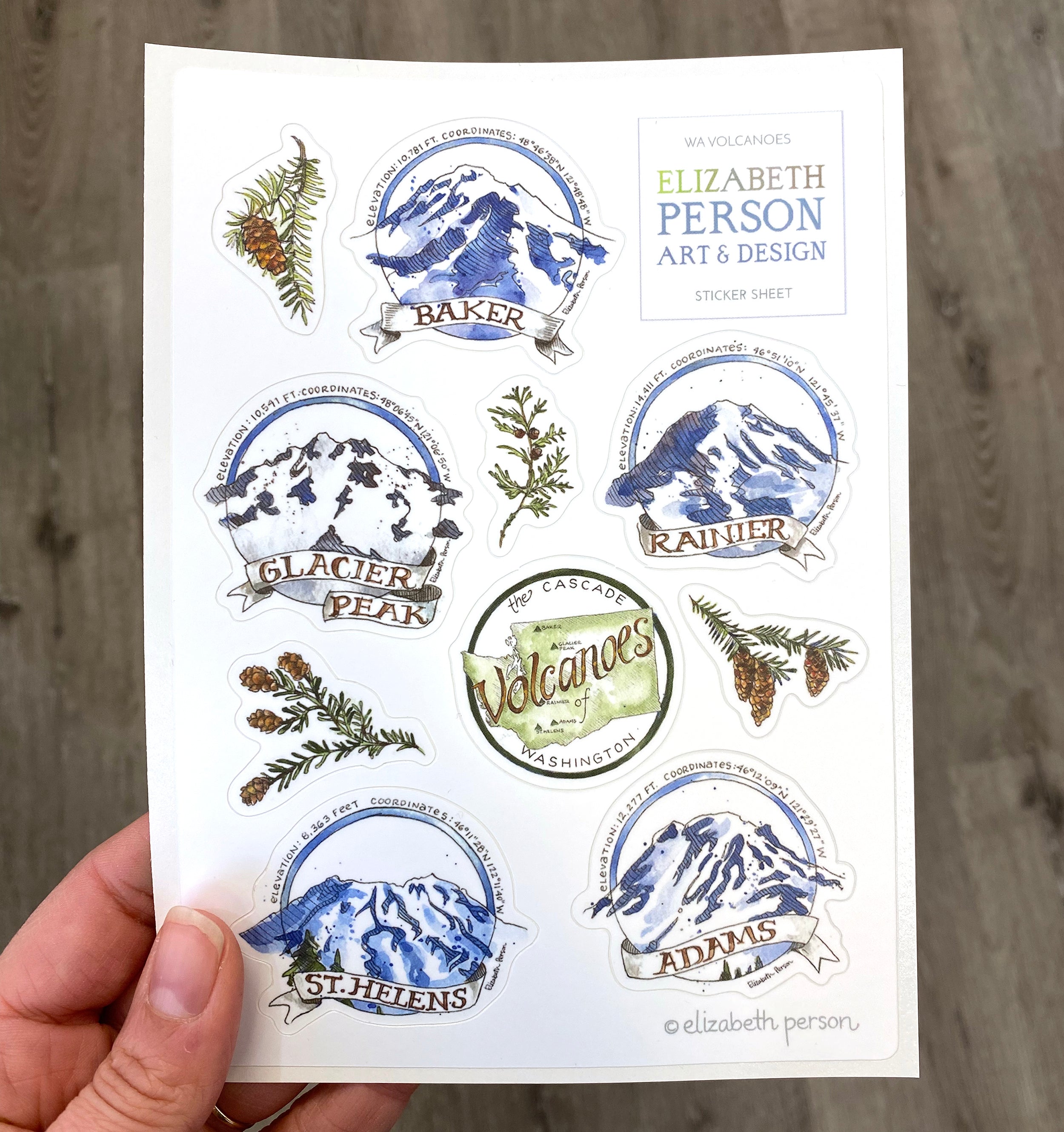 Mount Baker Washington Volcano Die Cut Vinyl Sticker - Waterproof Decal For Cars & Laptops